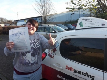 Congratulations to Amy Eagle on passing her Automatic Driving Test this afternoon at ‪#‎Norwich‬ MPTC in ‪#‎Bumble‬<br />
<br />
The girl done good and has a bright future ahead<br />
<br />
What a journey or should we say an adventure lol you did yourself proud see what can be achieved when you believe in yourself<br />
<br />
Its been a pleasue to get to know you and i will miss our lessons you have worked so h